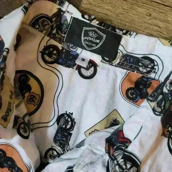 Apuom Route 66 Motorcycle Short-Sleeve Buttondown Shirt Size Small - Picture 2 of 6